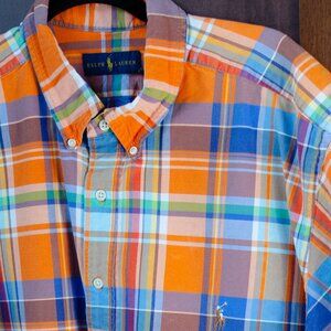 Ralph Lauren Classic Fit Plaid Button-Down Shirt Orange Multi 2XB